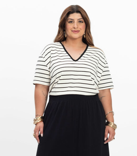Image_Blusa Feminina Plus Size Gola V Secret Glam Bege