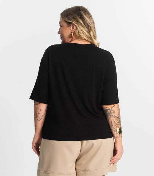 Blusa Feminina Manga Curta Secret Glam Preto