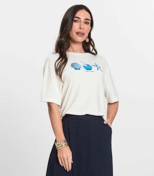 Image_T- Shirt Feminina Manga Curta Endless Bege