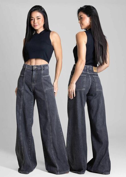 Calça Jeans Sawary Super Wide Leg - 282349