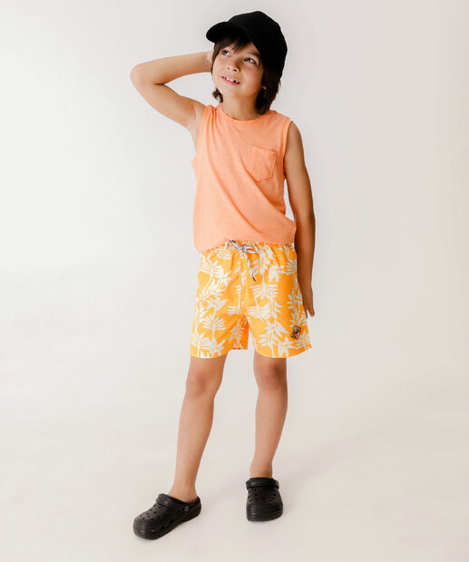Image_Bermuda Infantil Estampa Folhagem MR Tam 4 a 10 Laranja