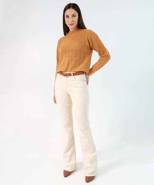 Suéter Feminino Tricô Trançado Marisa Marrom