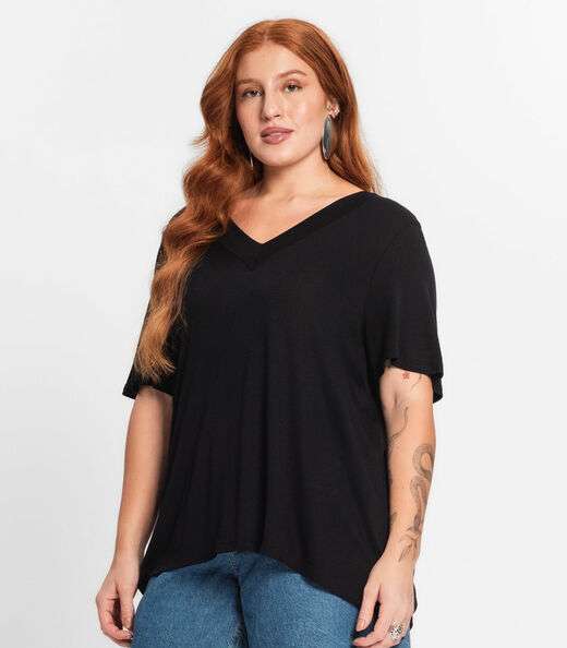Blusa Feminina Plus Size Secret Glam Preto