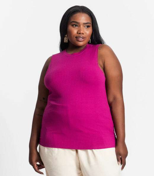 Image_Regata Plus Size Em Ribana Canelada Secret Glam Roxo