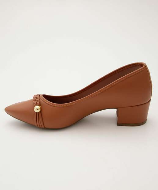 Scarpin Feminino Salto Grosso Bico Fino
