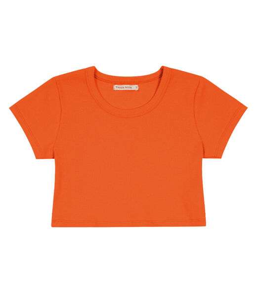 Blusa Cropped Infantil Ribana Canelada Trick Nick Laranja
