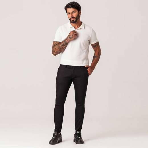 Image_Calça Chino Preta Sarja Masculina Zune