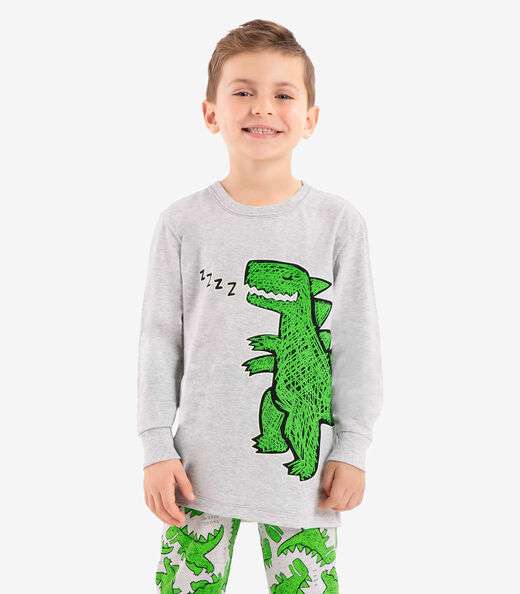 Pijama meia malha Rovi Kids Cinza