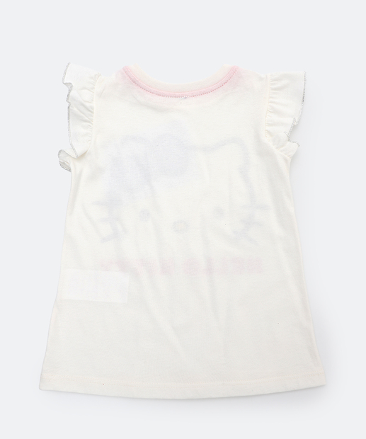 Camiseta Infantil Hello Kitty Paetês Tam 1 a 3 Off White