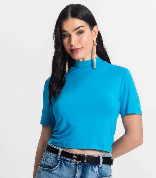 Blusa Feminina Gola Alta Select Azul