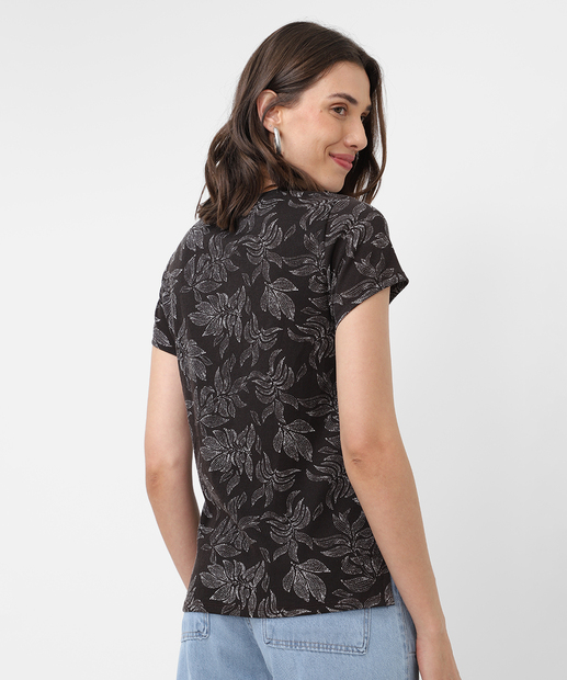 Blusa Feminina Canelada Estampada Marisa Marrom