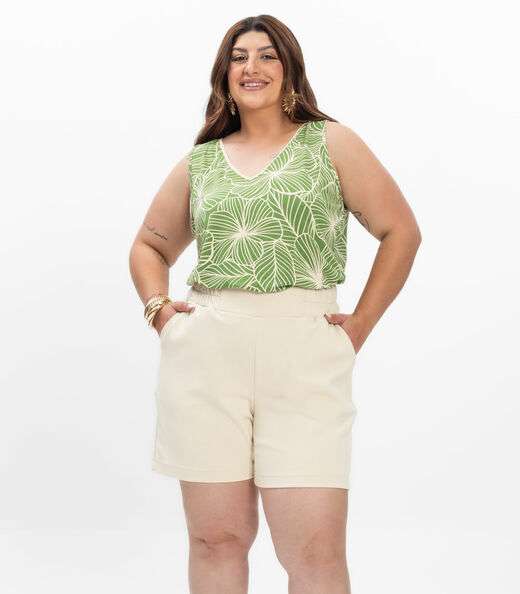 Image_Shorts Feminino Plus Size Secret Glam Bege