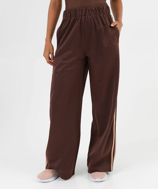 Calça Moletinho Fitness Feminina Listras Marisa Marrom