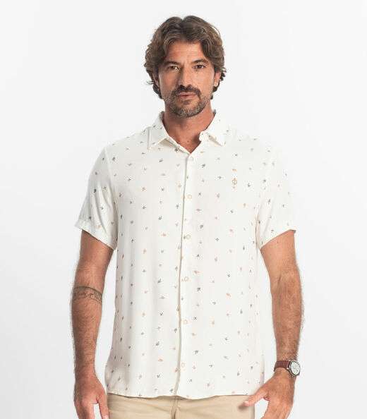 Camisa Masculina Viscose Diamentro Bege