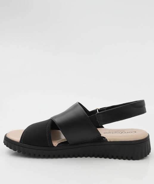 Sandália Feminina Flatform Tiras Comfortflex Preto