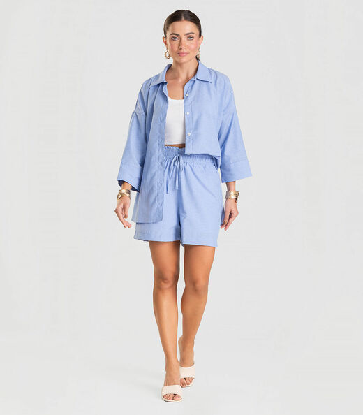 Camisa Feminina manga 7/8 Listrada Dianna Azul