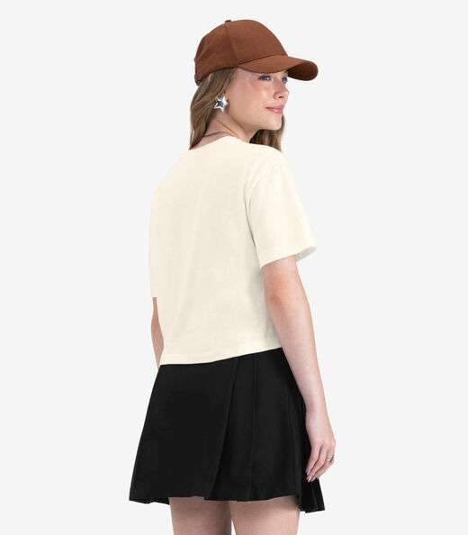 T- Shirt Juvenil em Meia Malha Minty Bege