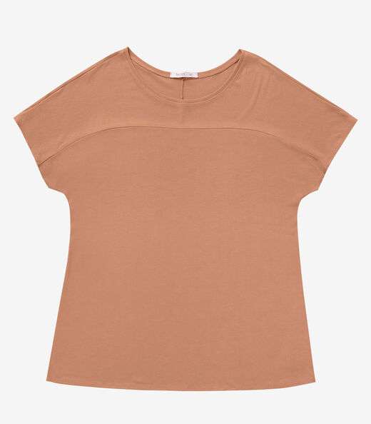 Blusa Visco Tricot Plus Size Secret Glam Marrom