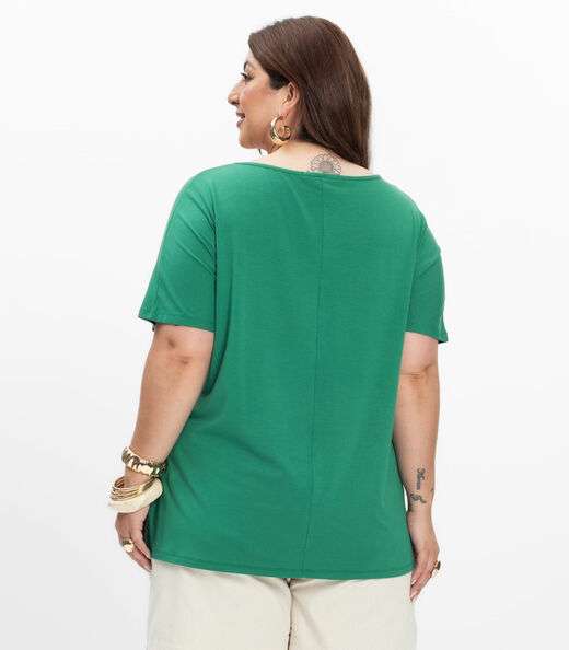 Blusa Manga Curta Feminina Plus Size Secret Glam Verde