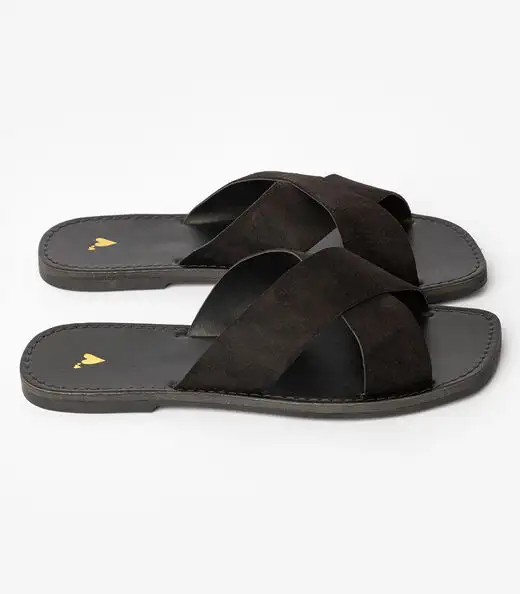 Sandália Rasteirinha Com Tiras Largas Select Preto