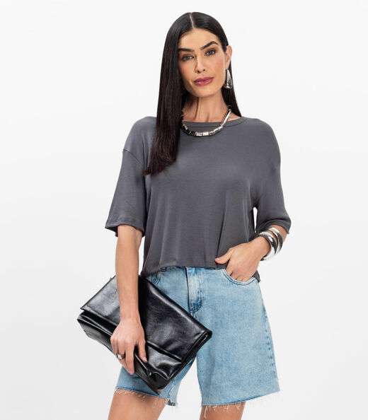 Image_T- Shirt Feminina Canelada Infinita Cor Cinza