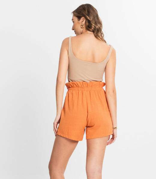 Shorts Feminino Linho Select Laranja