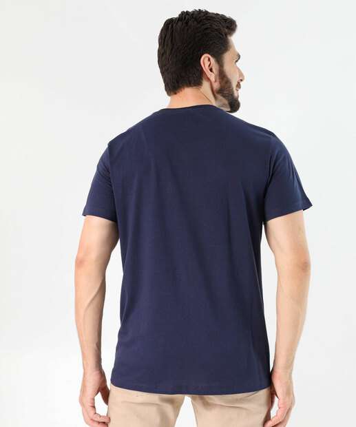 Camiseta Masculina Recorte Manga Curta Marisa Azul