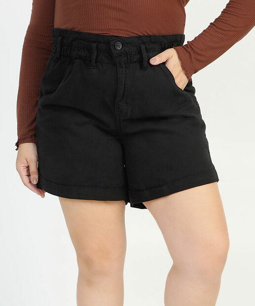 Short Plus Size Feminino Sarja Cintura Alta Uber jeans