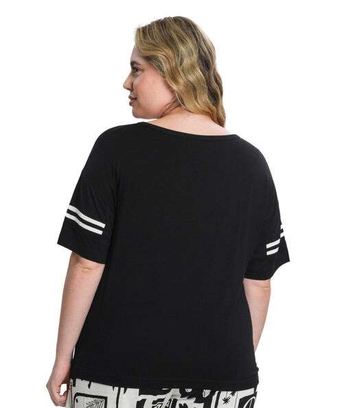 Blusa Feminina Plus Size Retilínea Secret Glam Preto