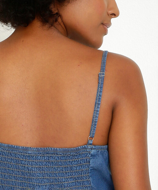 Vestido Jeans Curto Feminino Alças Finas Marisa
