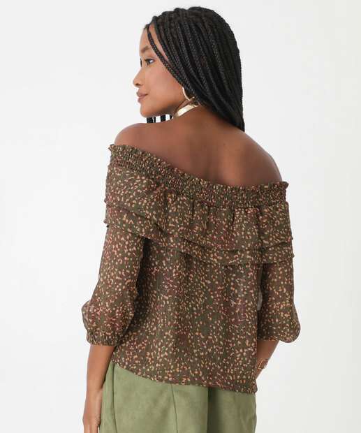 Blusa Ciganinha Feminina Estampada Manga 7/8 Marisa