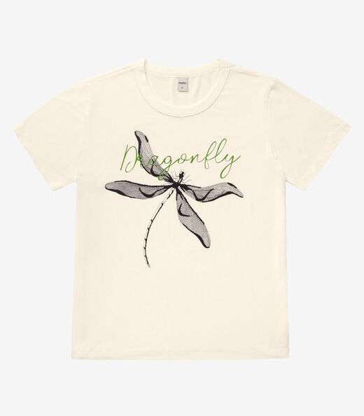 Blusa T-Shirt Feminina Libélula Bege