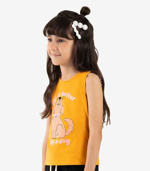 Regata Infantil Meia Malha Rovi Kids Amarelo