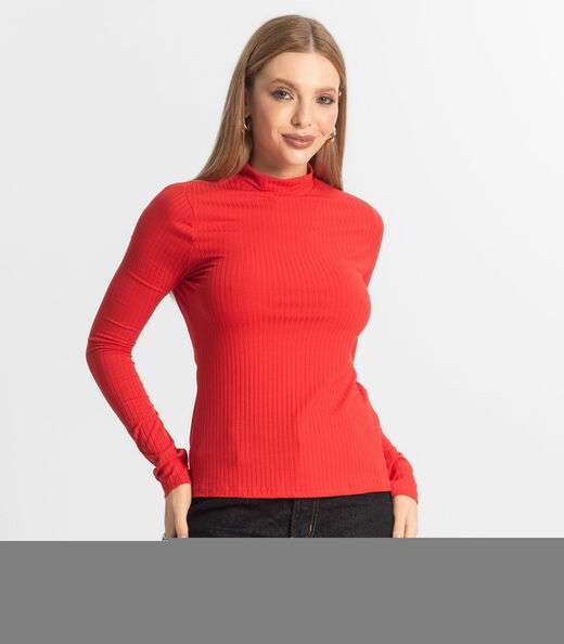 Image_Blusa Manga Longa Feminina Canelada Select Vermelho