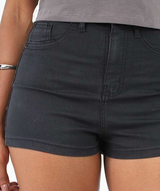 Short Feminino Boyfriend Uber Jeans Preto