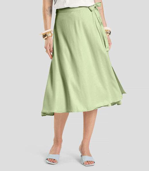 Saia Feminina Midi Envelope Dianna Verde
