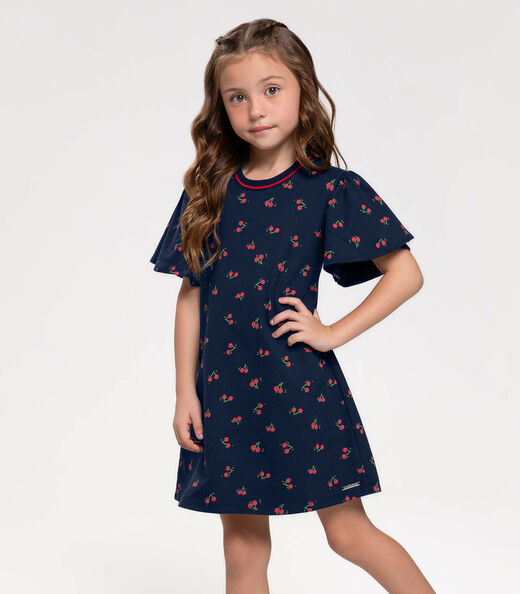 Vestido Infantil Em Moletinho Trick Nick Azul