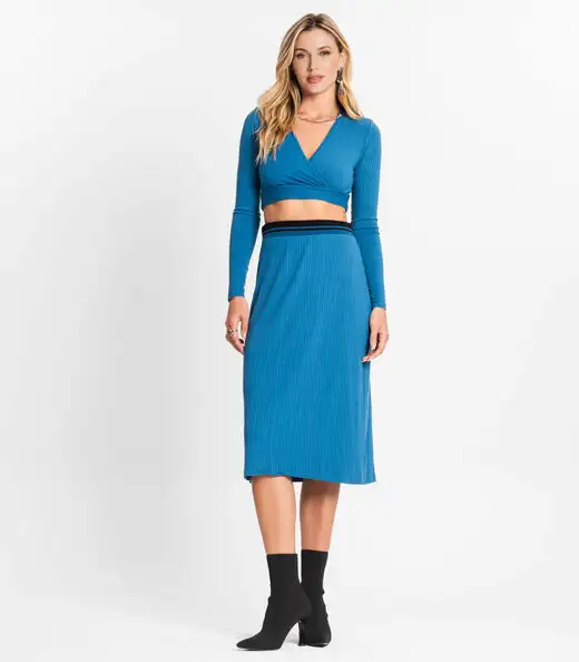 Conjunto Feminino Blusa Com Saia Endless Azul