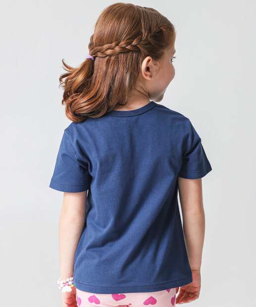 Camiseta Infantil Estampa Frase Marisa Tam 4 a 10 Azul