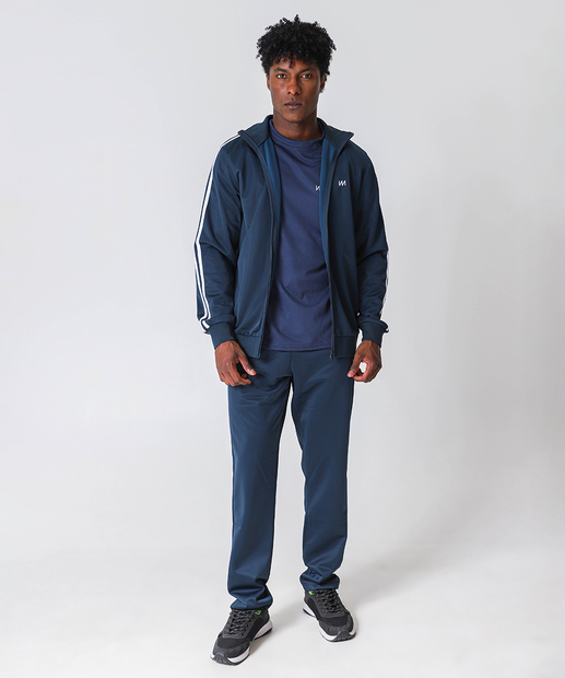 Jaqueta Masculina Helanca Fitness Bolsos MR Azul