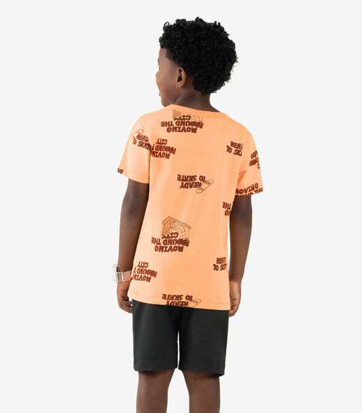 Conjunto Infantil Camiseta Com Bermuda Rovi kids Laranja