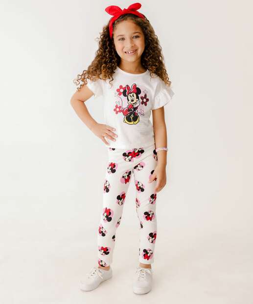 Image_Calça Infantil Legging Minnie Disney Tam 4 a 10 Off White