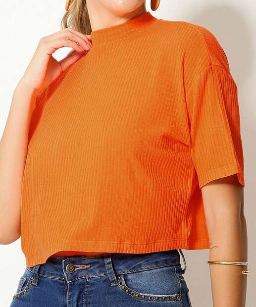 Blusa Feminina Canelada Manga Curta Marisa