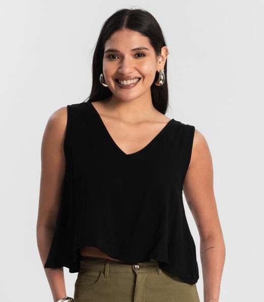Regata Feminina de Viscose Preto