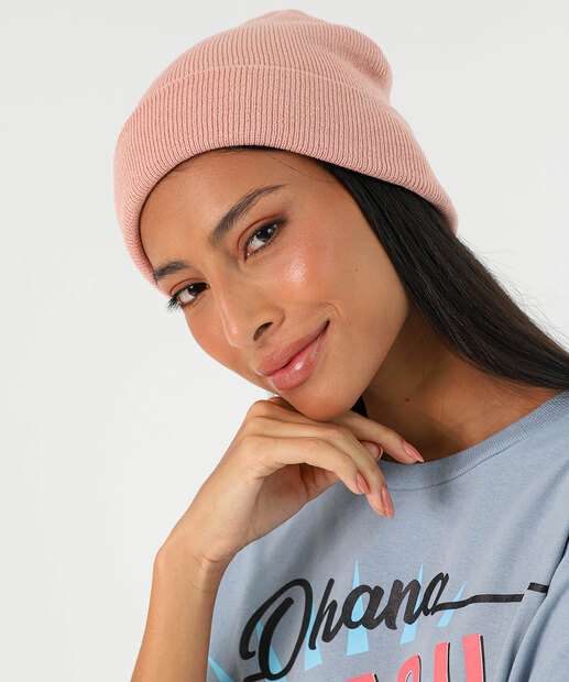 Touca Feminina Tricô Marisa Rosa
