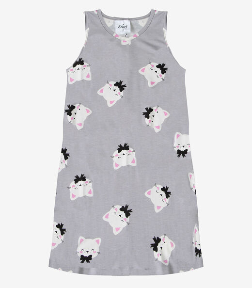 Vestido Infantil Feminino Estampado Select Cinza