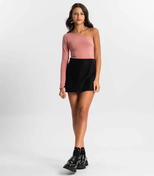 Blusa Juvenil Feminina Um Ombro Só Minty Rosa
