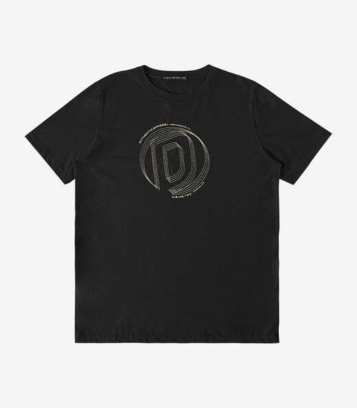 Camiseta em Meia Malha Masculina Diametro Preto