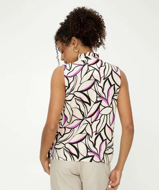 Blusa Regata Feminina Estampa Folhas Amarração Marisa