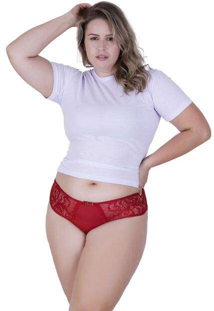 Calcinha Carícia Plus Size Microfibra Concept Lingerie Vermelho